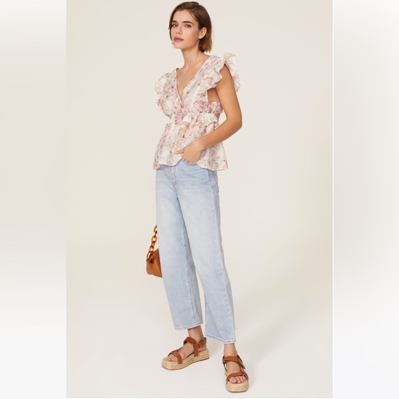 Munthe Silk Cotton Herb Top Pink Multi Floral Blouse - Picture 2 of 7